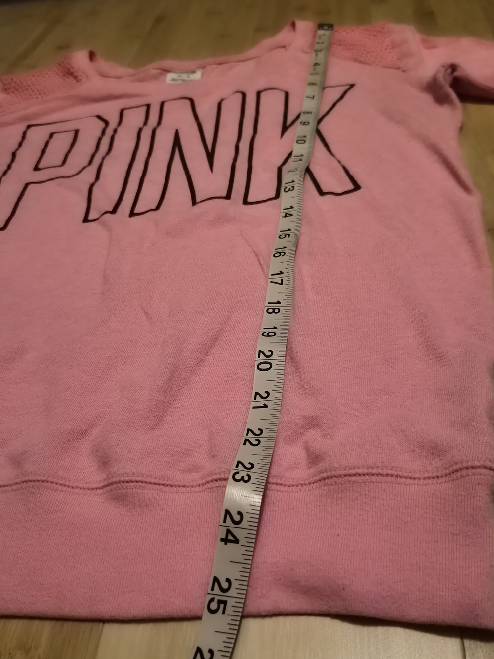 PINK Victoria's Secret Pink Waffle Shoulder Crewneck Top XS Logo Sweatshirt - Picture 6 of 11